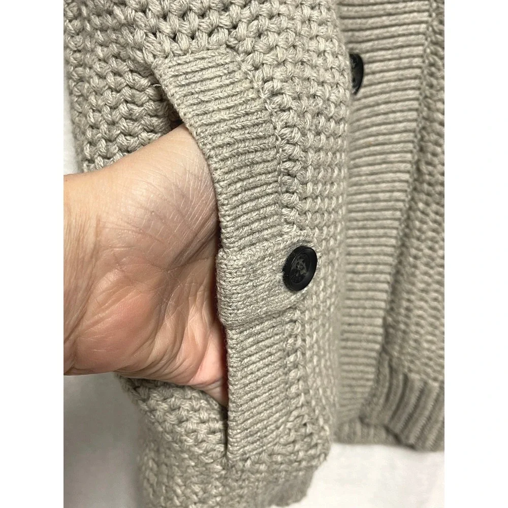 Ted Baker London Mens Tan Gray Fisherman Textured Button Up Cardigan Sweater 2 S